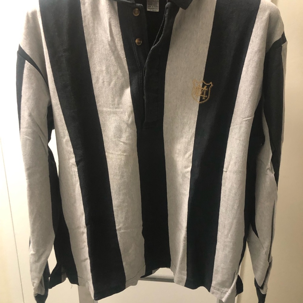 Long-Sleeve Rugby Shirt in Black and Gray